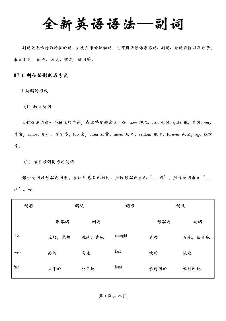 全新英语语法讲义——副词01