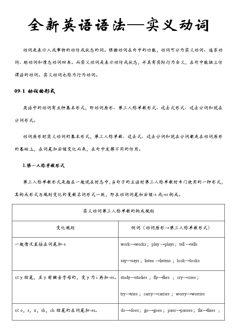 全新英语语法讲义——动词第1页