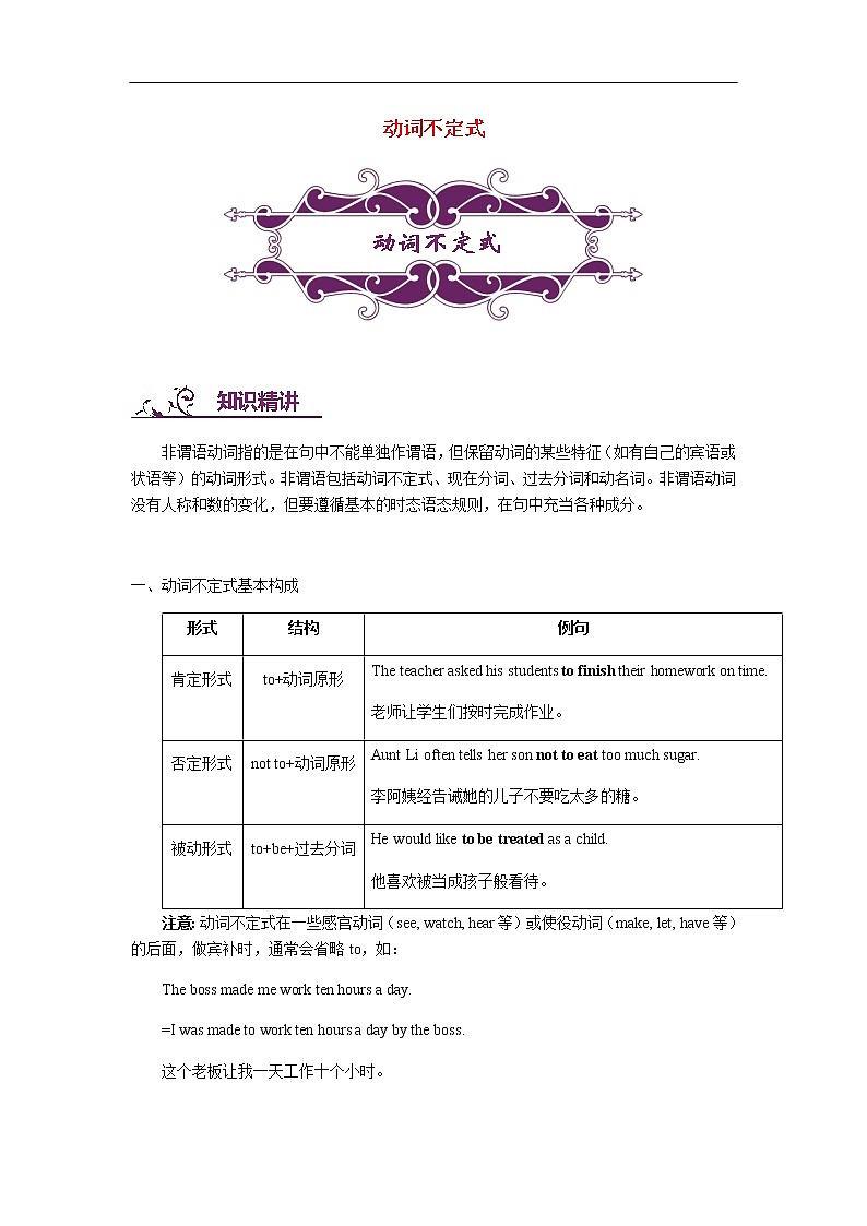 中考英语专题讲练： 动词不定式（含解析）01