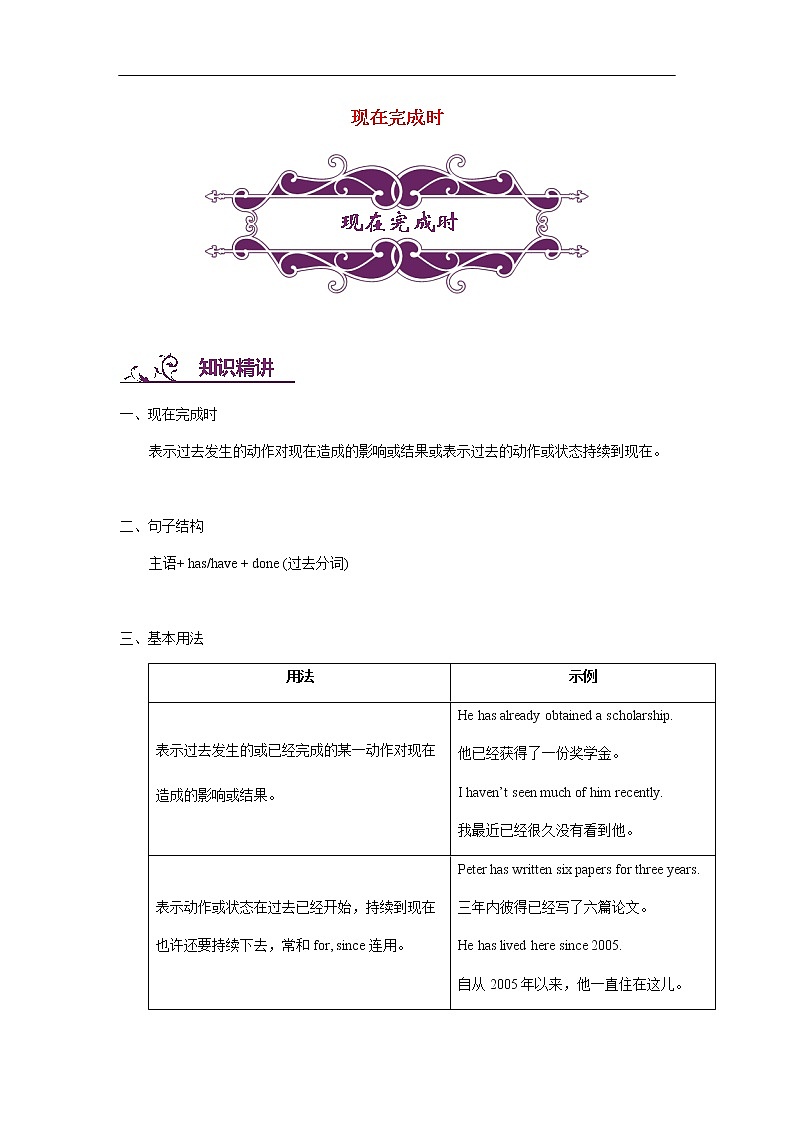 中考英语专题讲练： 现在完成时（含解析）01
