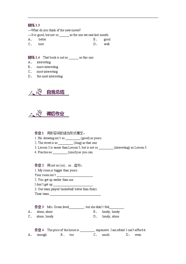 中考英语专题讲练： 形容词副词原级的用法（含解析）03