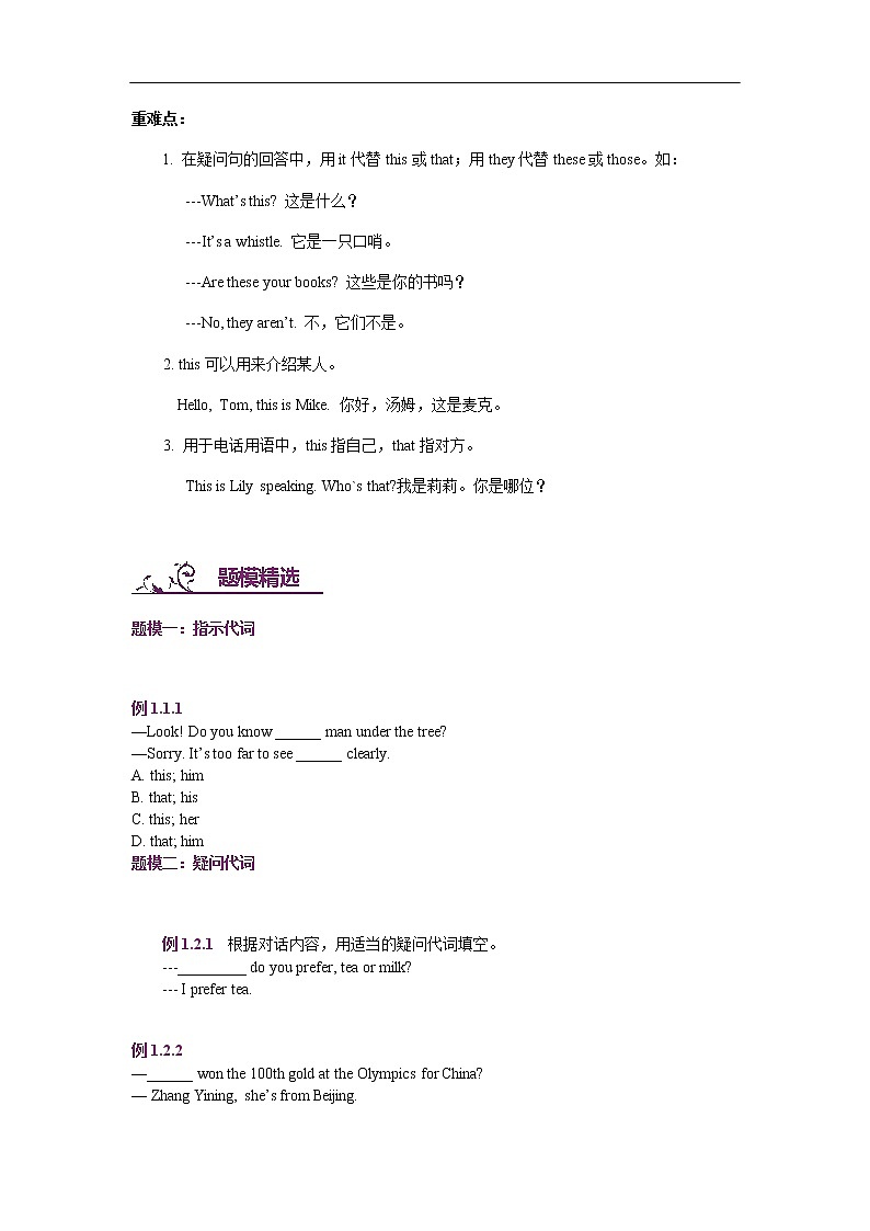 中考英语专题讲练： 指示、疑问代词（含解析）03