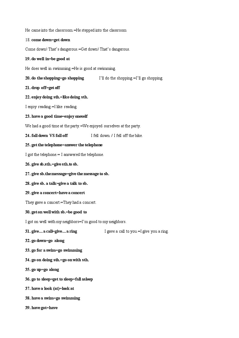 中考英语专题--任务型阅读同义词组归纳（附答案）02