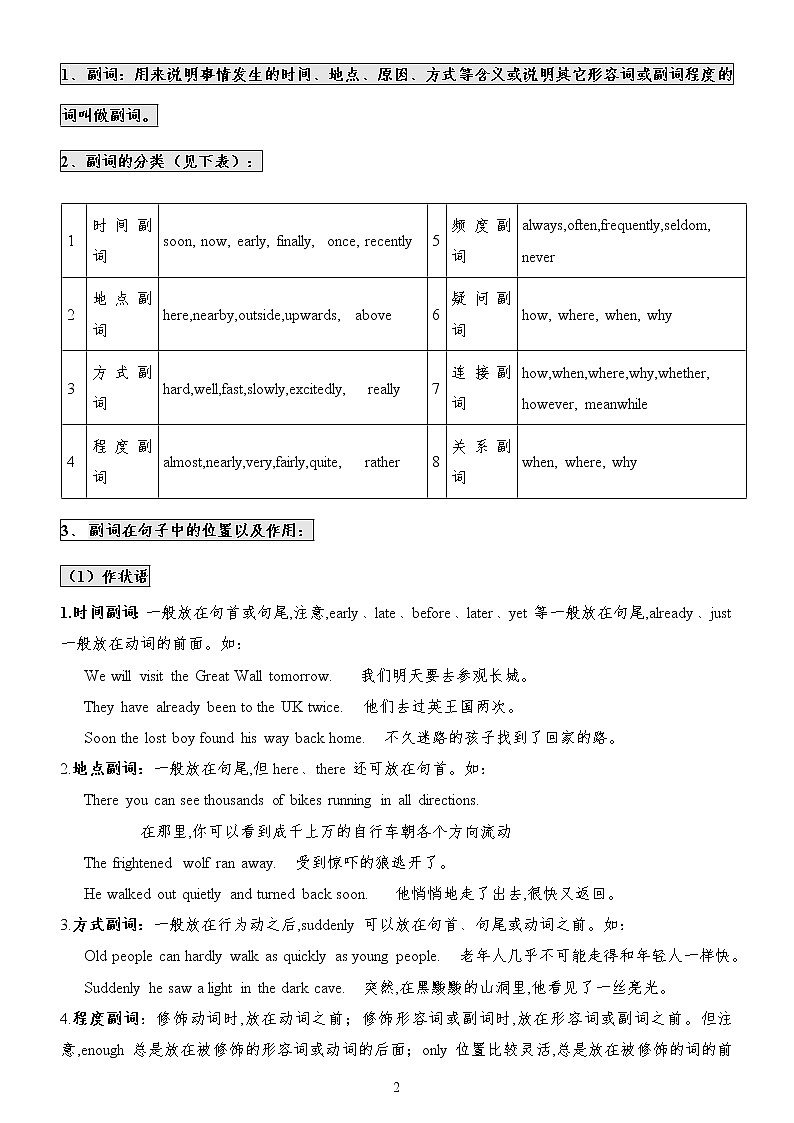 中考英语语法一轮复习——形容词&副词第2页
