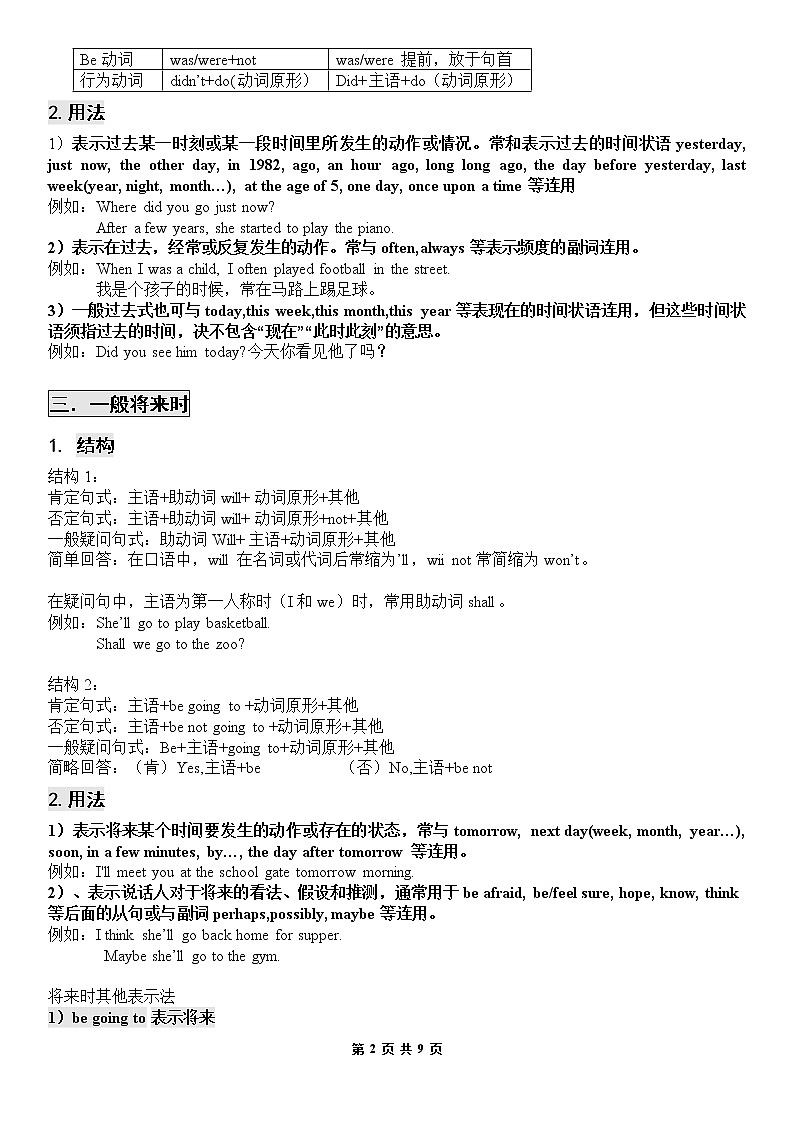 初中英语语法八大时态总结（附答案）第2页