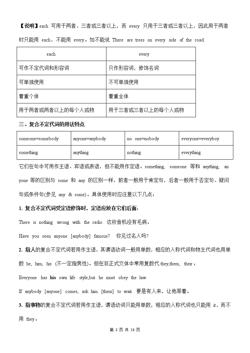 初中英语不定代词讲解（无答案）第2页