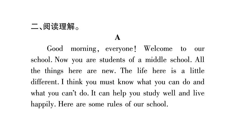 2020春人教新目标英语七年级下册图片版作业课件：Unit 4 Don't eat in class06
