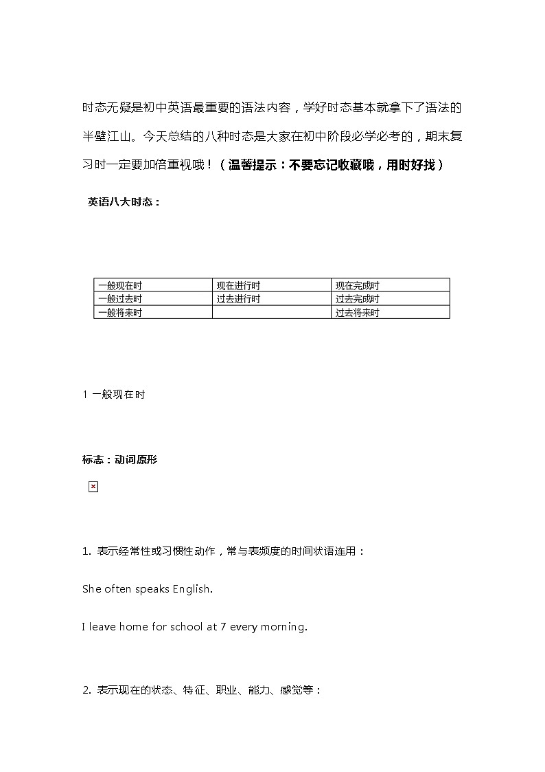 江苏中考英语复习之8大时态 学案01