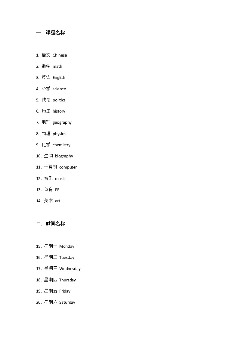 江苏中考英语复习之11类196个基础名词 学案01