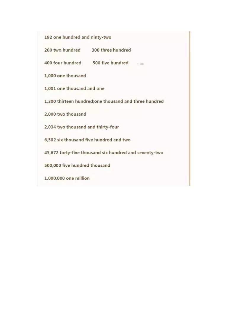 江苏中考英语复习之初中英语“数字”表达方式 学案02