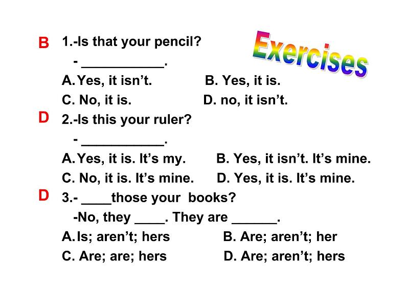 人教版新目标七年级上册Unit 3  Is this your pencil Section A (Grammar Focus-3c)(共21张PPT)07