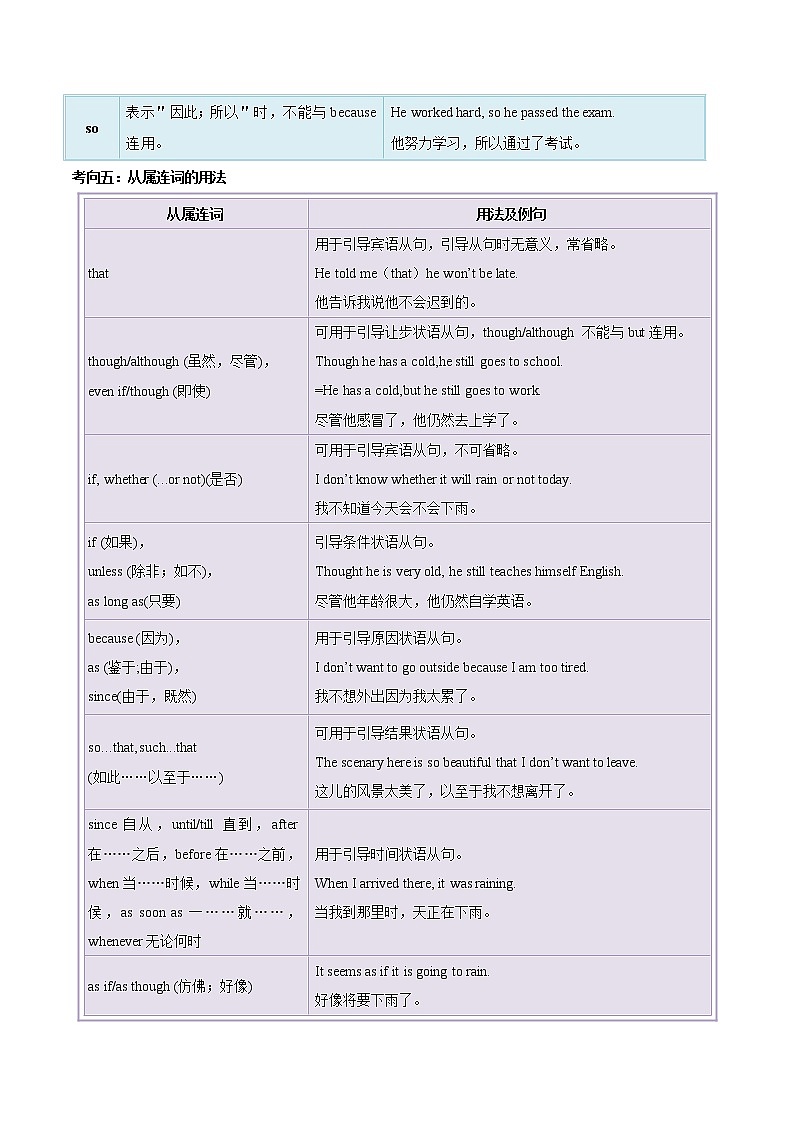 考点04 连词和状语从句-备战2020年中考英语考点一遍过（浙江专版） 试卷03
