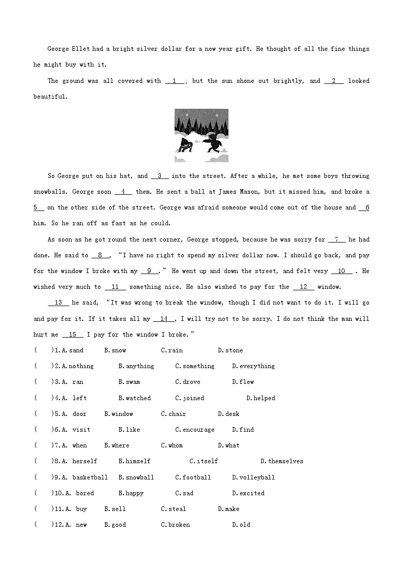 杭州专版2020中考英语复习方案第一篇教材考点梳理课时训练14Units1_2九全试题人教新目标版第2页