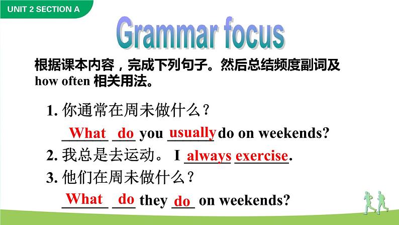 Unit 2  How often do you exercise Section A Grammar Focus-3c课件06