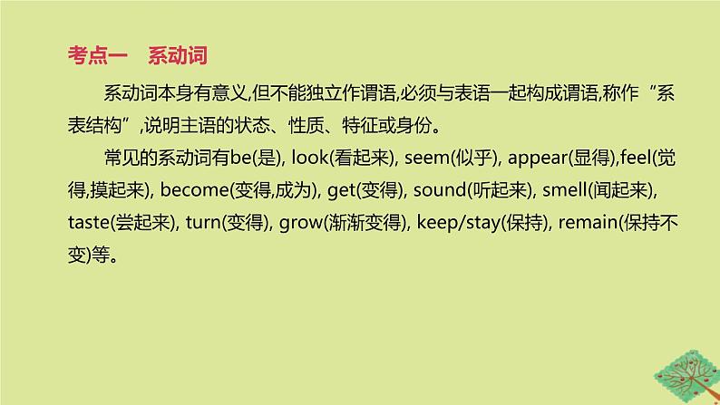 安徽专版2020中考英语复习方案第二篇语法专题突破专题09系动词和情态动词课件人教新目标版02