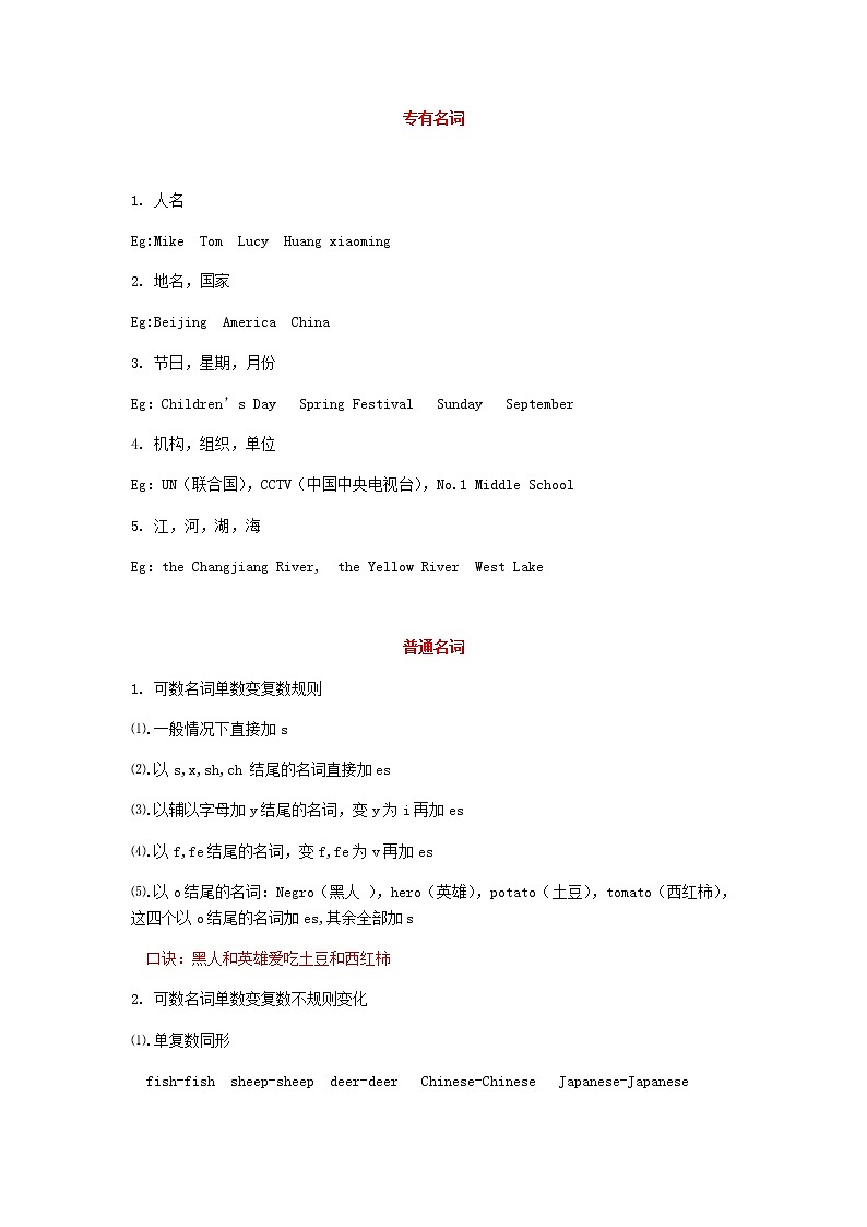 2020中考英语二轮复习语法第二讲名词资料（通用版）第2页