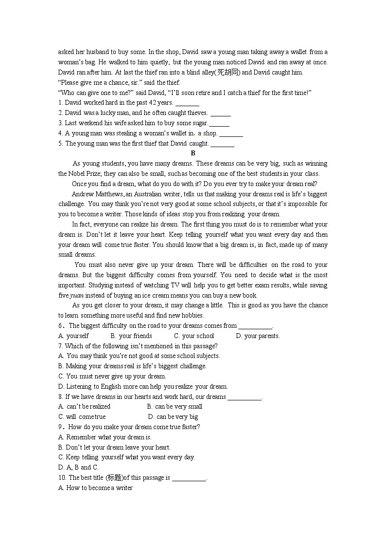 Review of Units 1-7巩固练习03