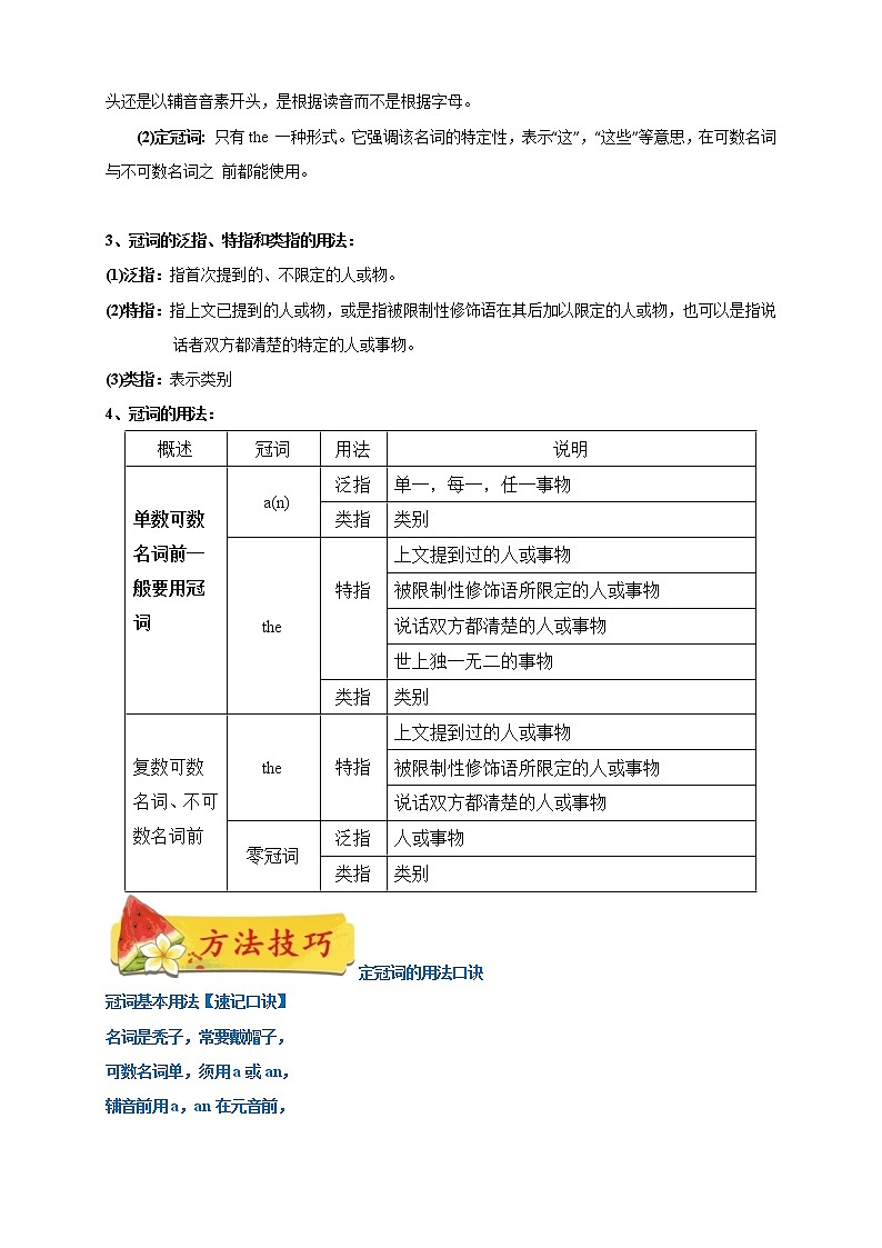 中考英语语法考点详解01——冠词第2页