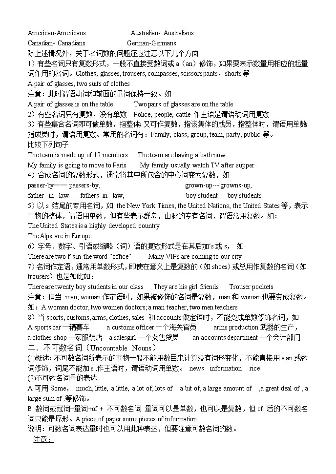 英语语法专项训练名词第2页