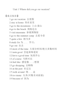 人教新目标 (Go for it) 版八年级上册Unit 1 Where did you go on vacation?学案及答案