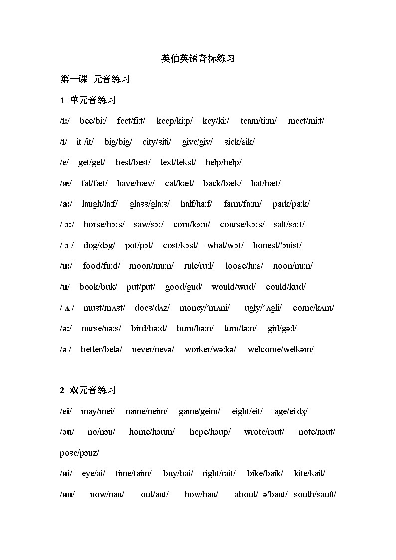 小学英语国际音标的拼读练习01