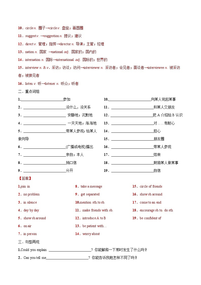 5.1 八年级下册：Module9--Module10 知识梳理与挖空练第2页