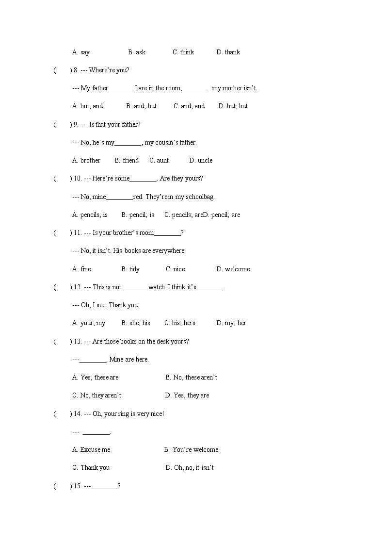 安徽枞阳白梅初中人教新目标英语2020-2021学年七年级上册期中测试题(含答案)02