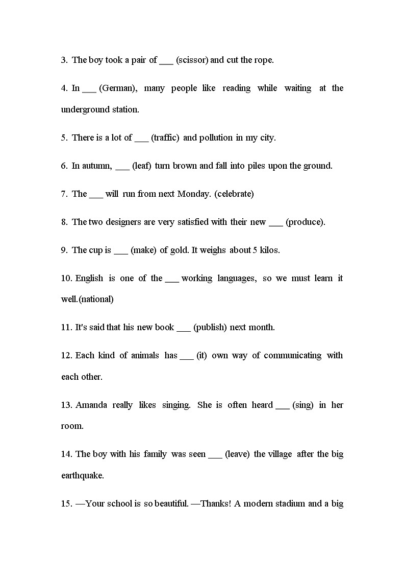 鲁教版八年级下册Unit 8 What are the shirts made of练习（无答案）02