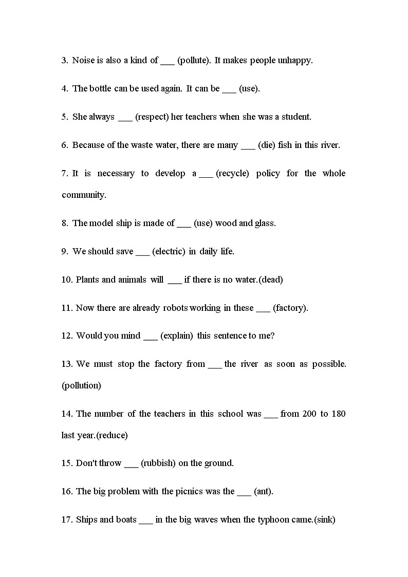 冀教版八年级下册Unit 8 Save Our World练习（无答案）02