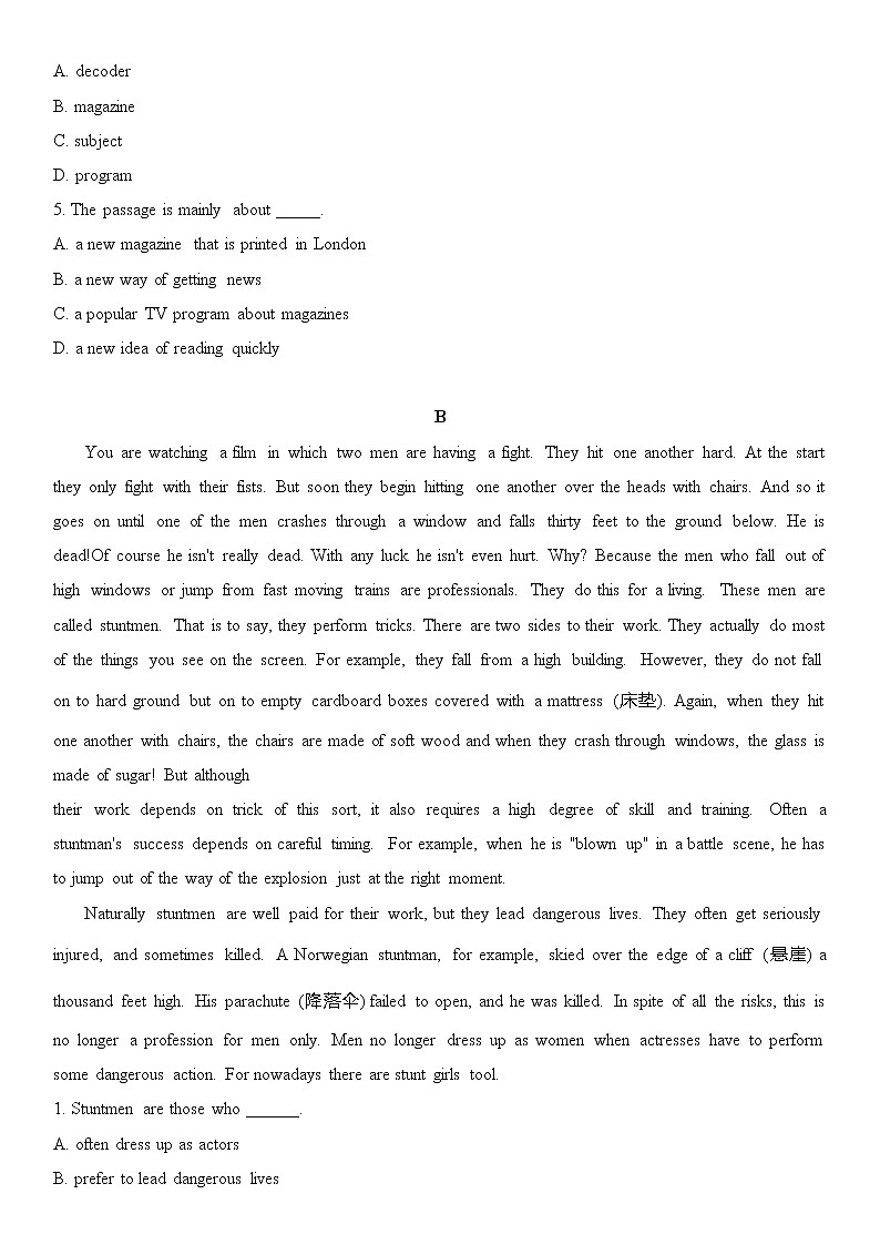 译林牛津英语九年级上册Unit 7阅读理解随堂练习（无答案）02