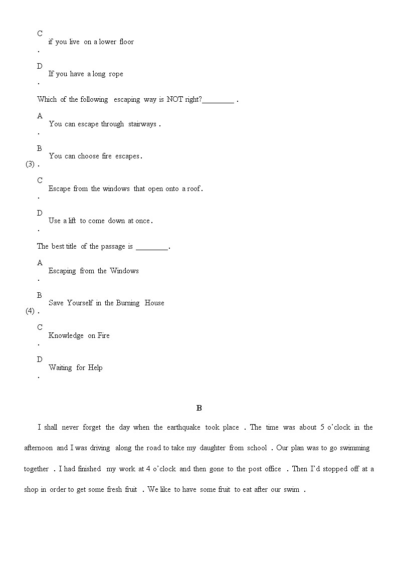 译林牛津英语八年级上册Unit 8阅读理解随堂练习（无答案）02