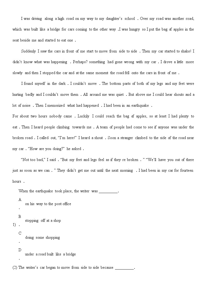 译林牛津英语八年级上册Unit 8阅读理解随堂练习（无答案）03