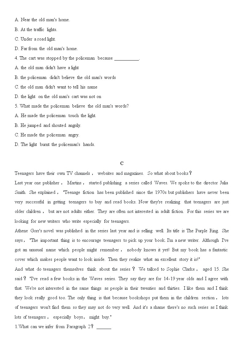 译林牛津英语九年级上册Unit 8阅读理解随堂练习（无答案）03