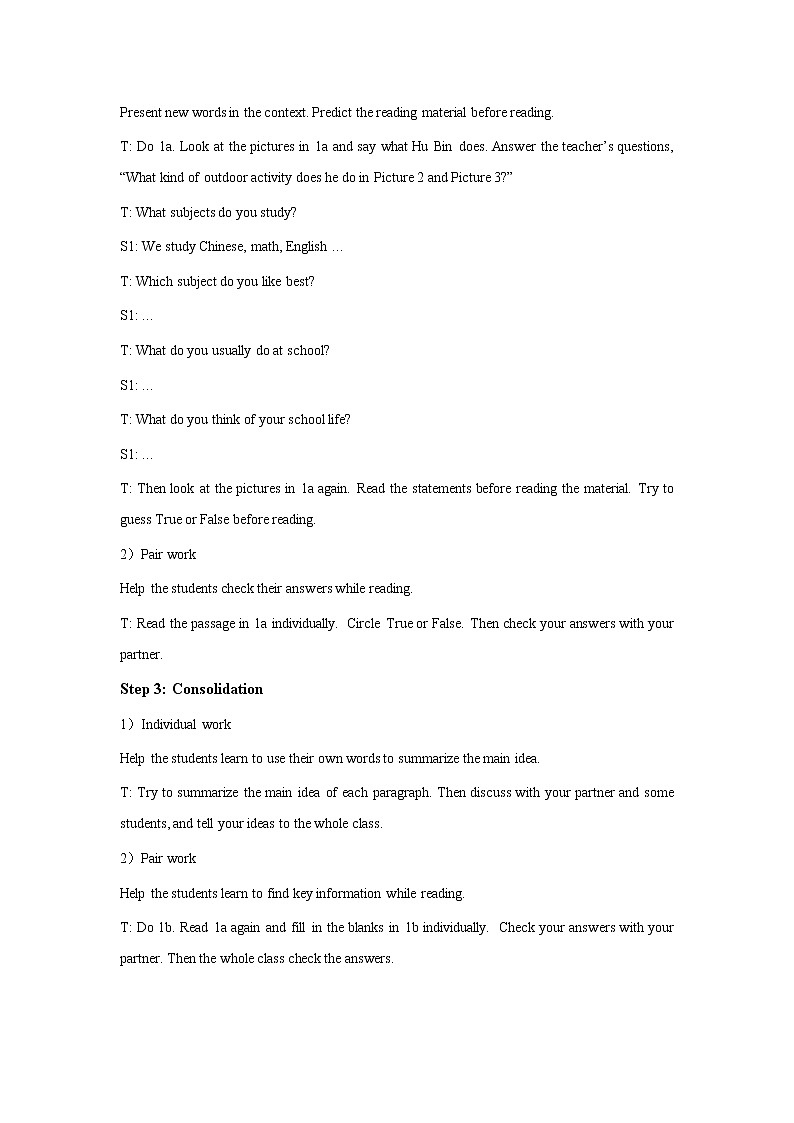 Teaching Plan of Unit 5 Our School Life Topic 3 period 3 教案第3页