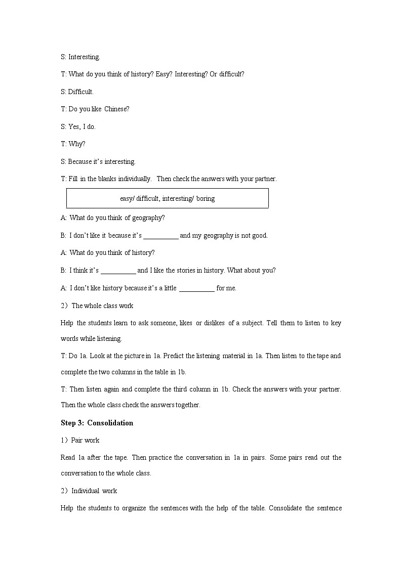 Teaching Plan of Unit 5 Our School Life Topic 3 period 2 教案第3页