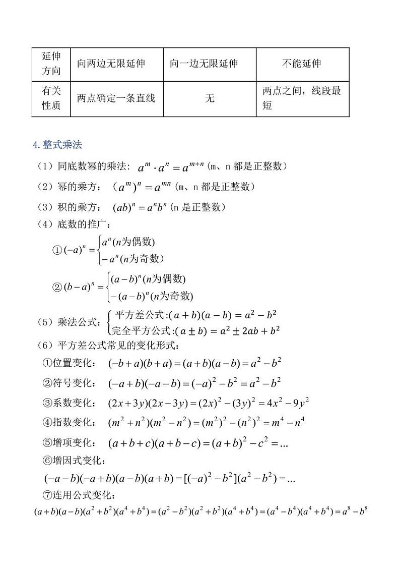 初中数学公式定理大全02