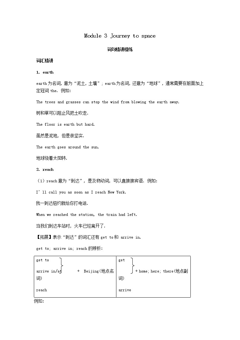 外研版八年级英语下册模块专练Module 3 Journey to space精讲精练含答案01
