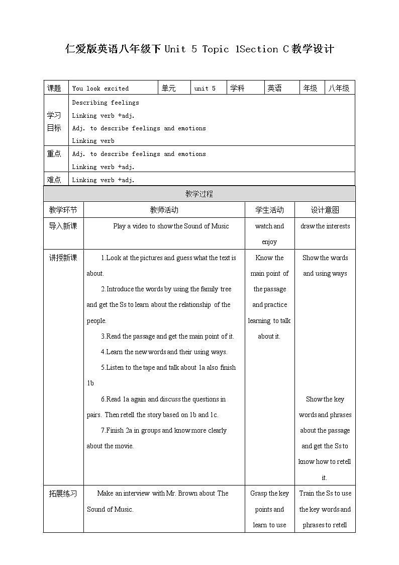 Unit 5 topic 1 Section C教学设计 第1页