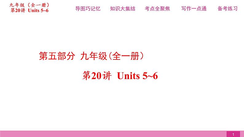 2021届中考复习人教版第一篇第五部分第20讲九年级Units 5~6第1页