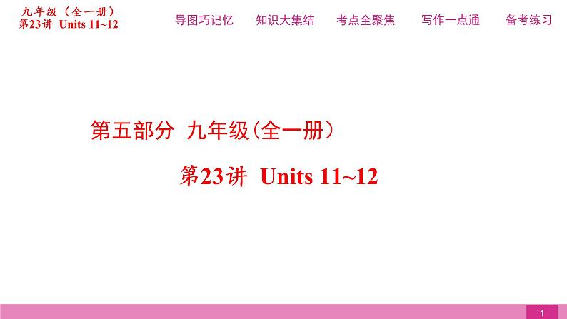 2021届中考复习人教版第一篇第五部分第23讲九年级Units 11~12 课件01