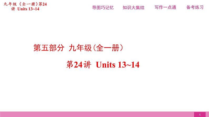 2021届中考复习人教版第一篇第五部分第24讲九年级Units 13~14第1页