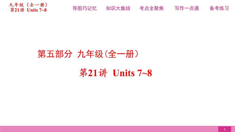 2021届中考复习人教版第一篇第五部分第21讲九年级Units 7~8 课件01