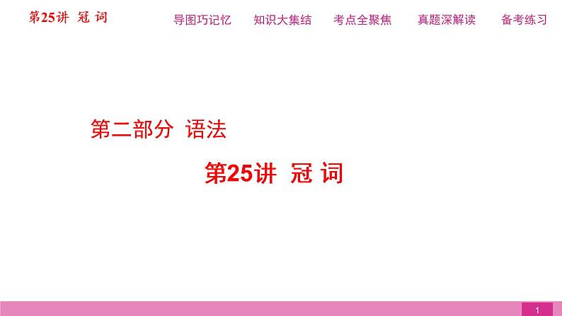 2021届中考复习人教版第二篇第二部分第25讲冠词第1页