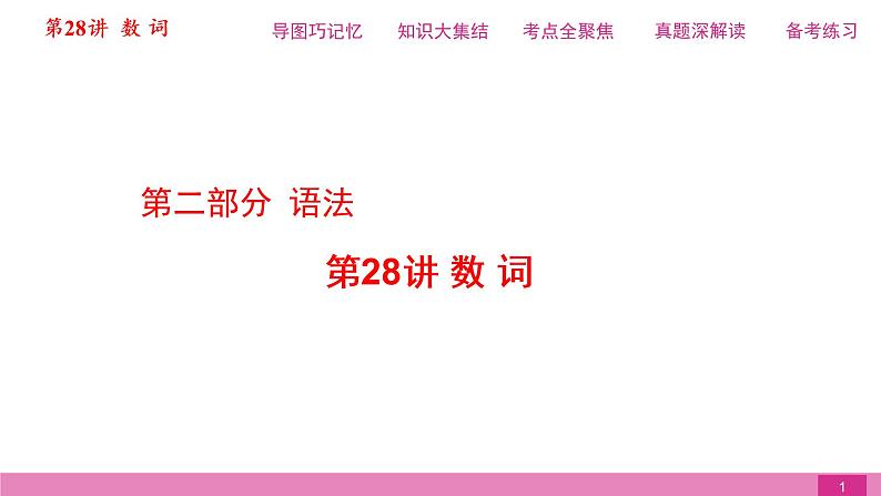 2021届中考复习人教版第二篇第二部分第28讲数词第1页