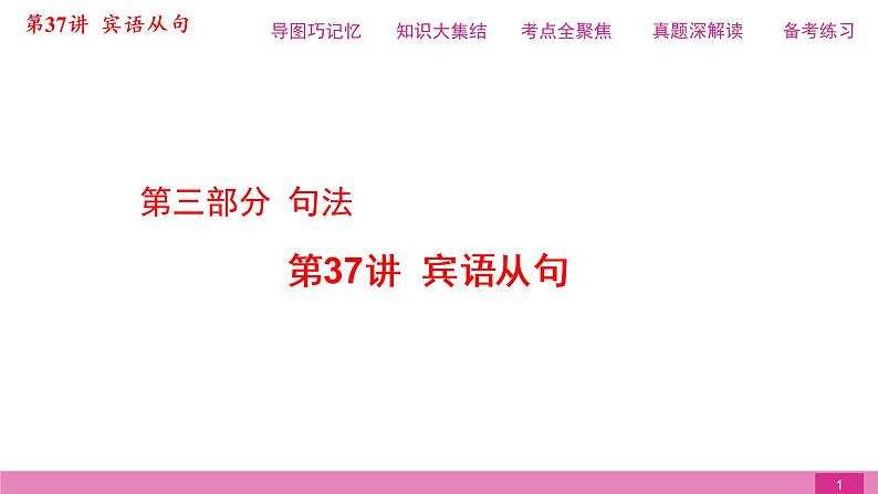 2021届中考复习人教版第二篇第三部分第37讲宾语从句第1页