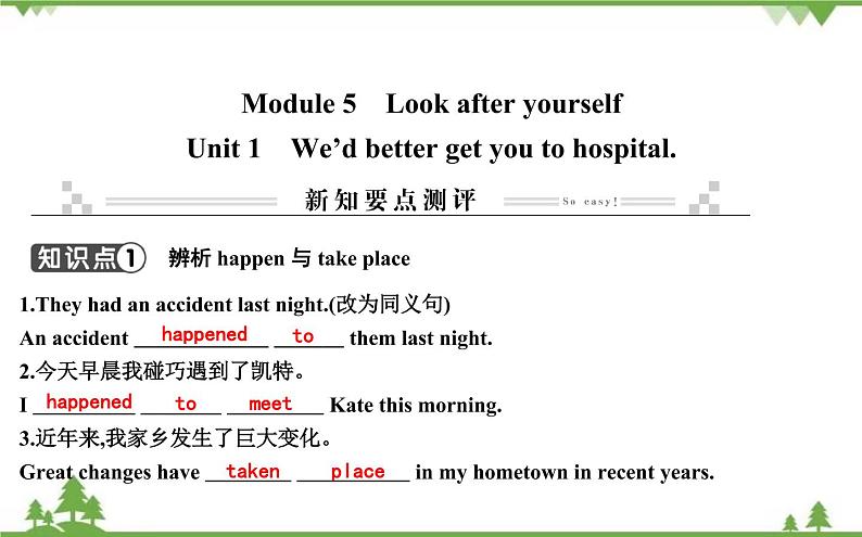 2021春外研版英语同步训练九年级下册Module 5 Look after yourself Unit 1 We’d better get you to hospital01