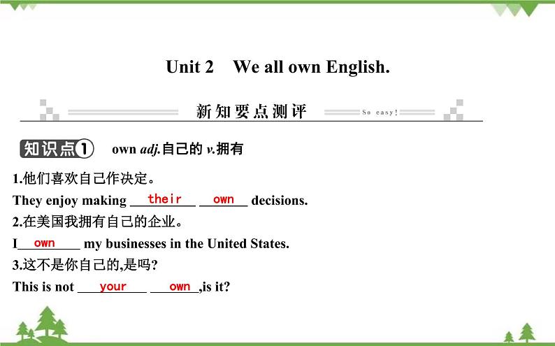 2021春外研版英语同步训练九年级下册Module 7 English for you and me Unit 2 We all own English01