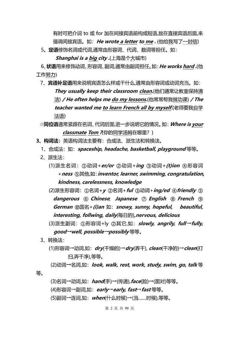 一次扫清初中英语语法难点：英语16种词类句法 学案02