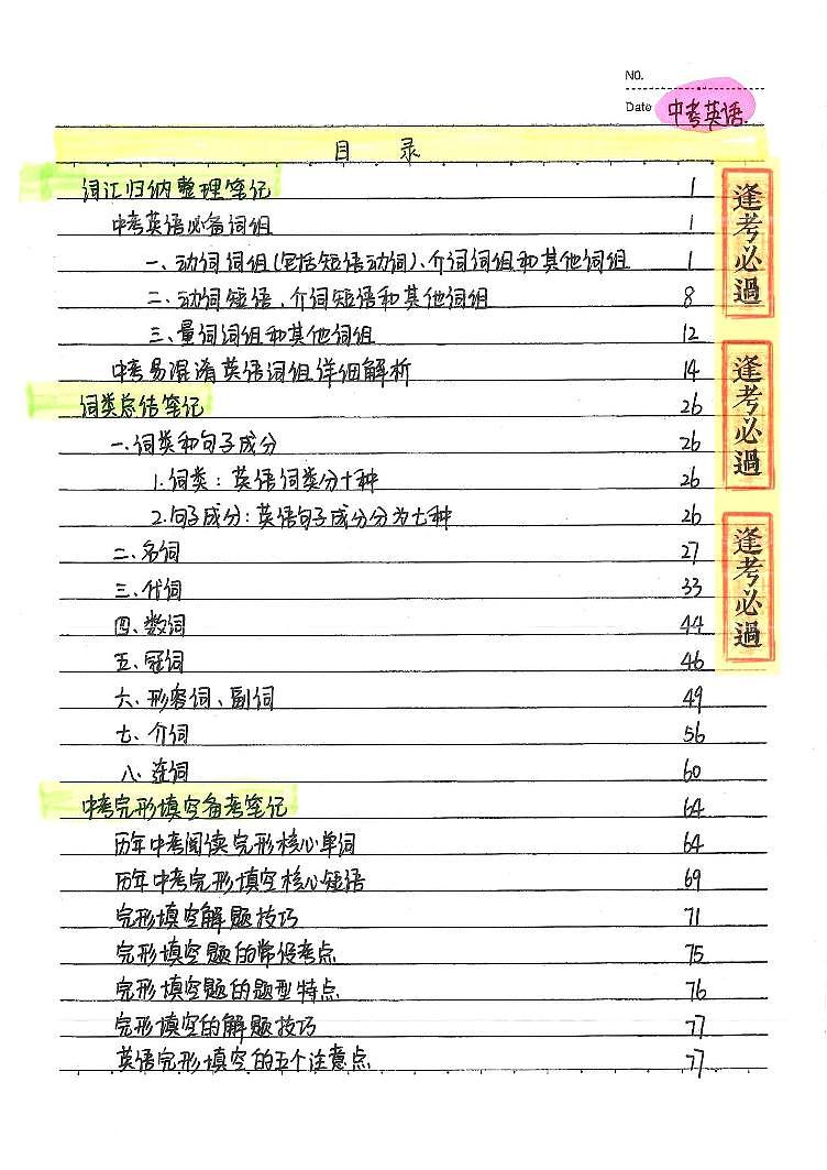 初中英语状元课堂笔记（1） 学案03