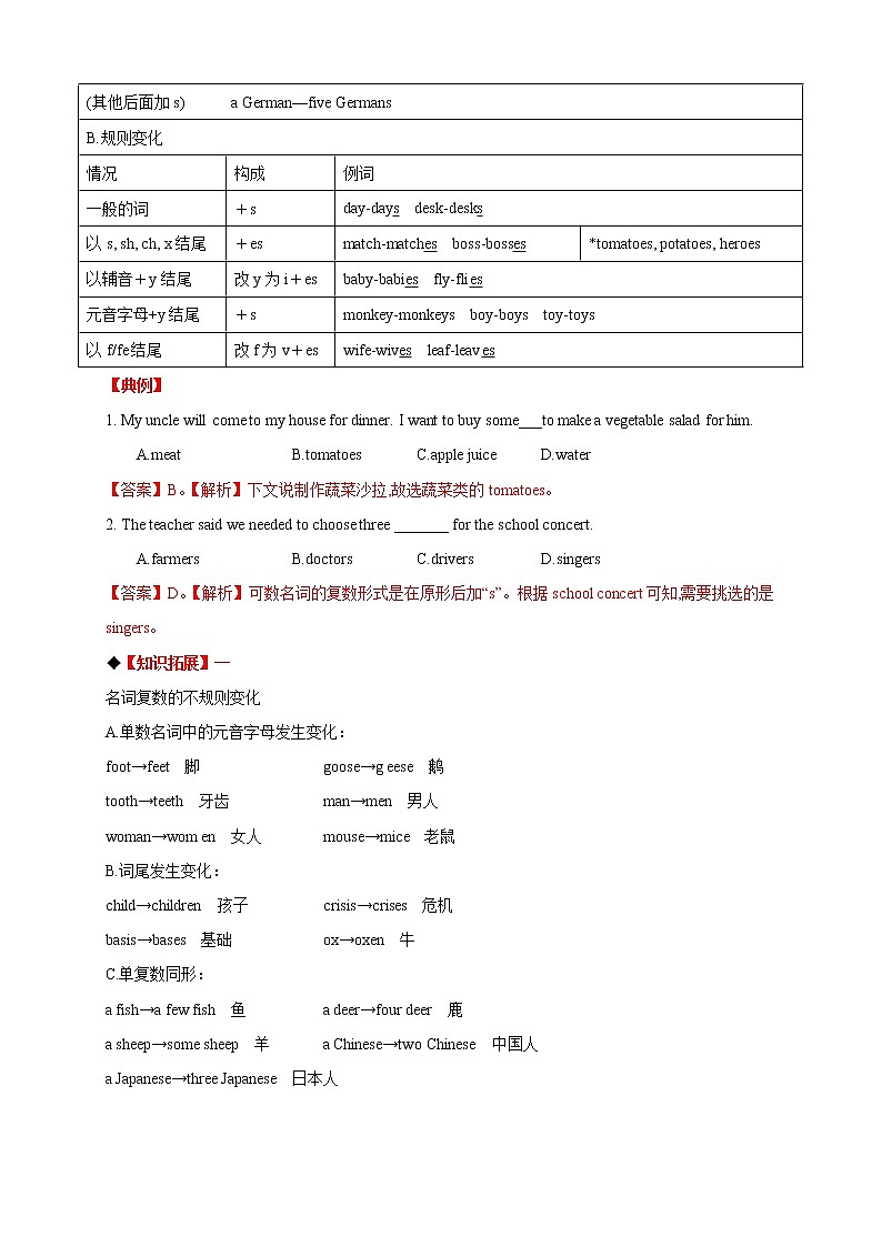 中考英语语法考点02——名词03